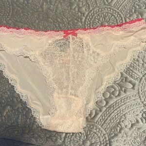 Victoria’s Secret Panties in Pink trim and pale pink material w/iridescent lace.